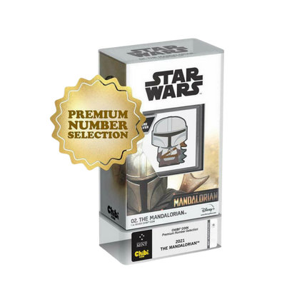 MANDALORIAN™ Star Wars Premium Number Chibi 1 Oz Silver Coin $2 Niue 2021