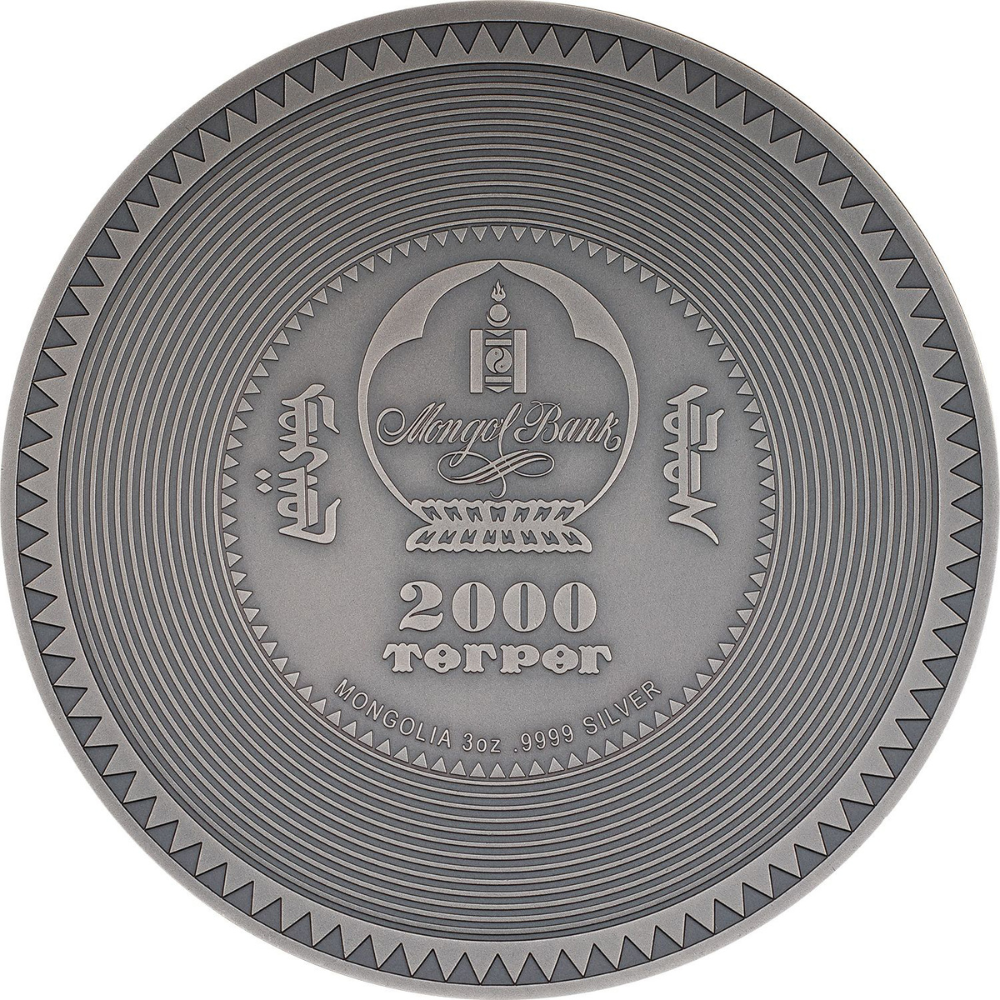 MANJUSHRI MANDALA Archeology Symbolism Antique 3 Oz Silver Coin 2000 Togrog Mongolia 2024