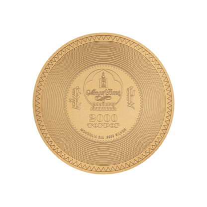 MANJUSHRI MANDALA Archeology Symbolism Gilded 3 Oz Silver Coin 2000 Togrog Mongolia 2024