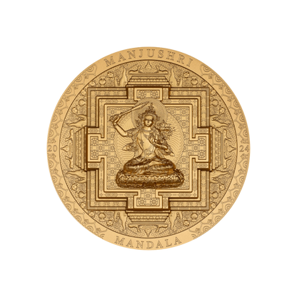 MANJUSHRI MANDALA Archeology Symbolism Gilded 3 Oz Silver Coin 2000 Togrog Mongolia 2024