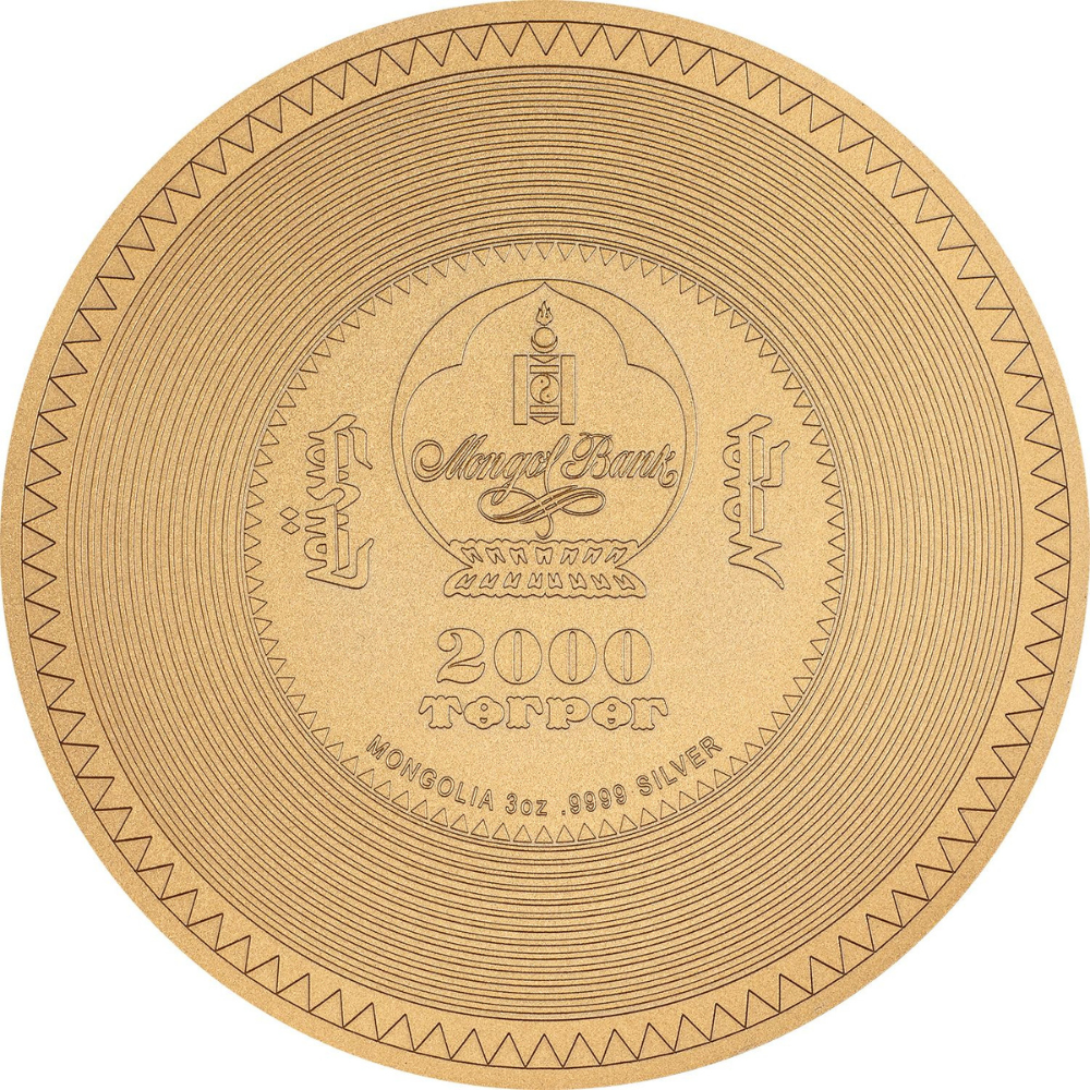 MANJUSHRI MANDALA Archeology Symbolism Gilded 3 Oz Silver Coin 2000 Togrog Mongolia 2024