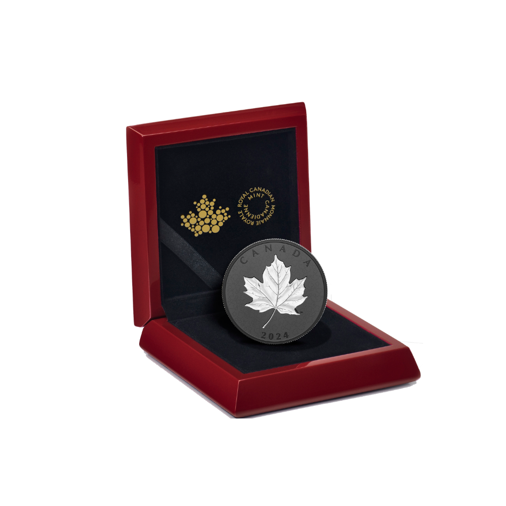 MAPLE LEAF Black Rhodium Plating 5 Oz Silver Coin $50 Canada 2024
