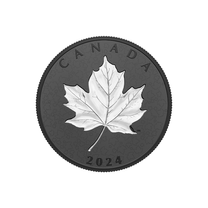 MAPLE LEAF Black Rhodium Plating 5 Oz Silver Coin $50 Canada 2024