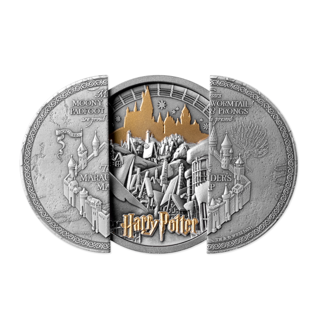 MARAUDER MAP Harry Potter 5 Oz Silver Coin $10 Samoa 2024