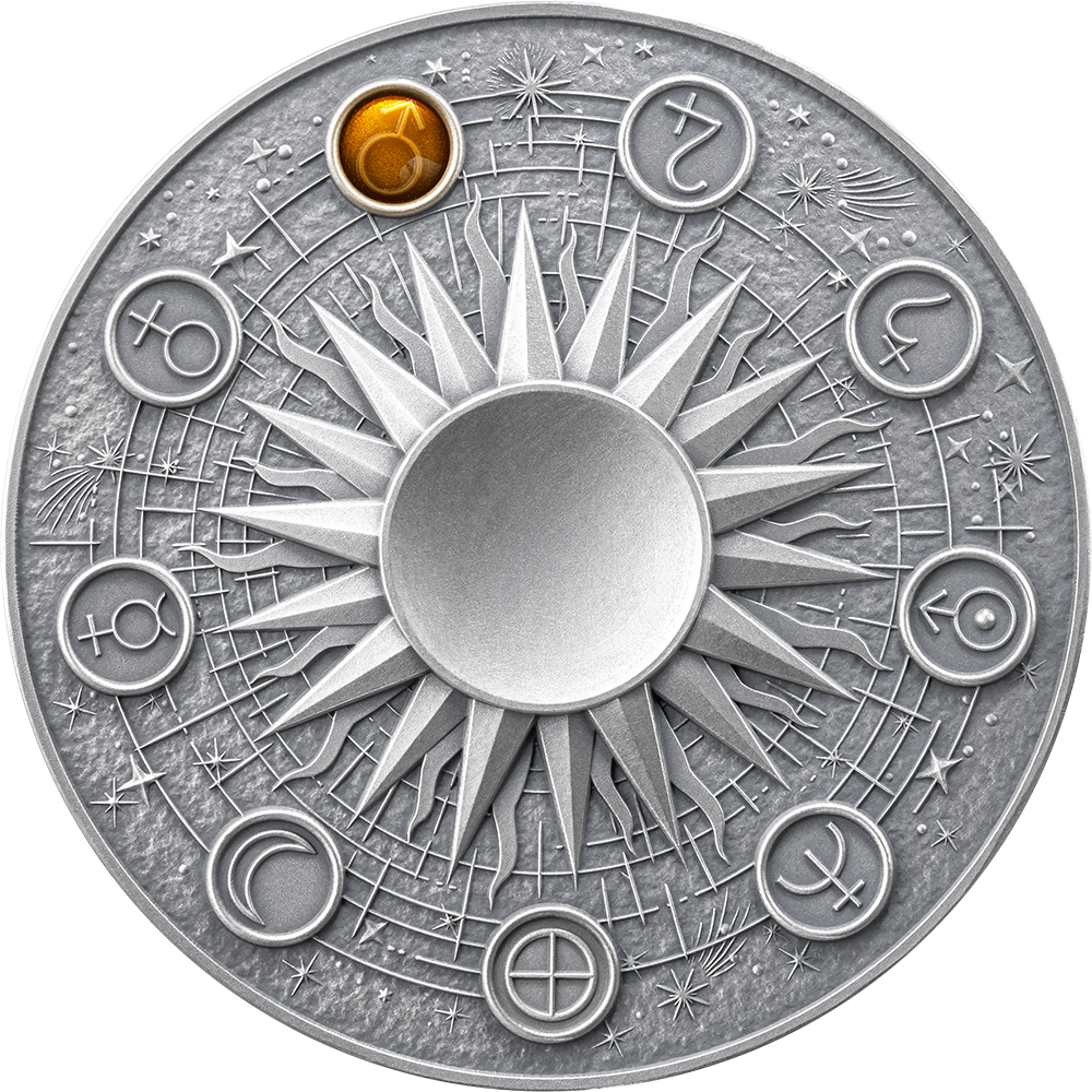 MARS Solar System 2 Oz Silver Coin 10 Cedis Ghana 2024