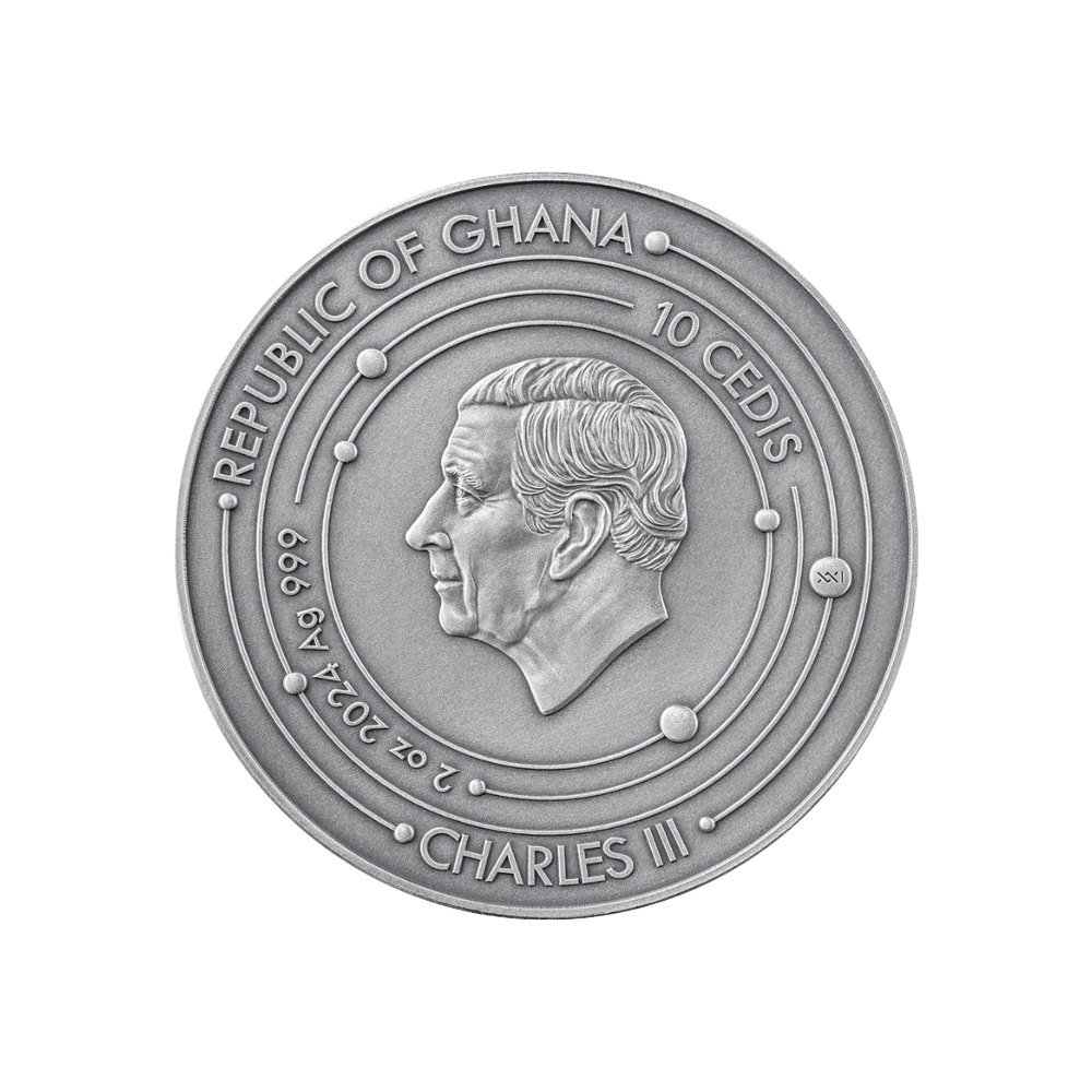 MARS Solar System 2 Oz Silver Coin 10 Cedis Ghana 2024