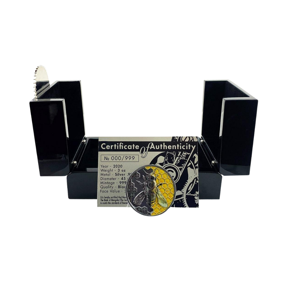 MECHANICAL BEE Clockwork Evolution 3 Oz Silver Coin 2000 Togrog Mongolia 2020