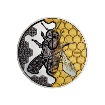 MECHANICAL BEE Clockwork Evolution 3 Oz Silver Coin 2000 Togrog Mongolia 2020