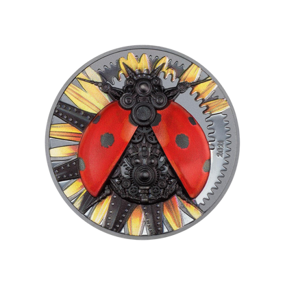 MECHANICAL LADYBUG Clockwork Evolution 3 Oz Silver Coin 2000 Togrog Mongolia 2021