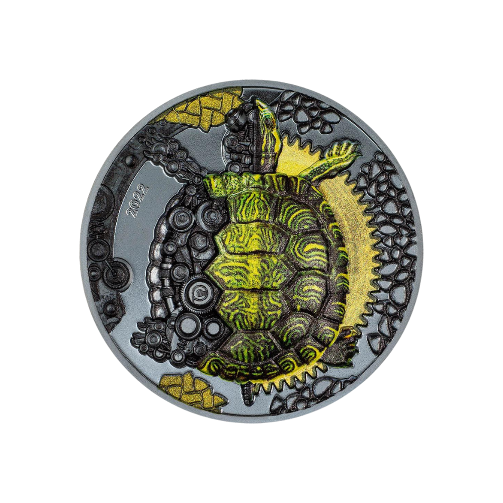 MECHANICAL TURTLE Clockwork Evolution 3 Oz Silver Coin 2000 Togrog Mongolia 2022