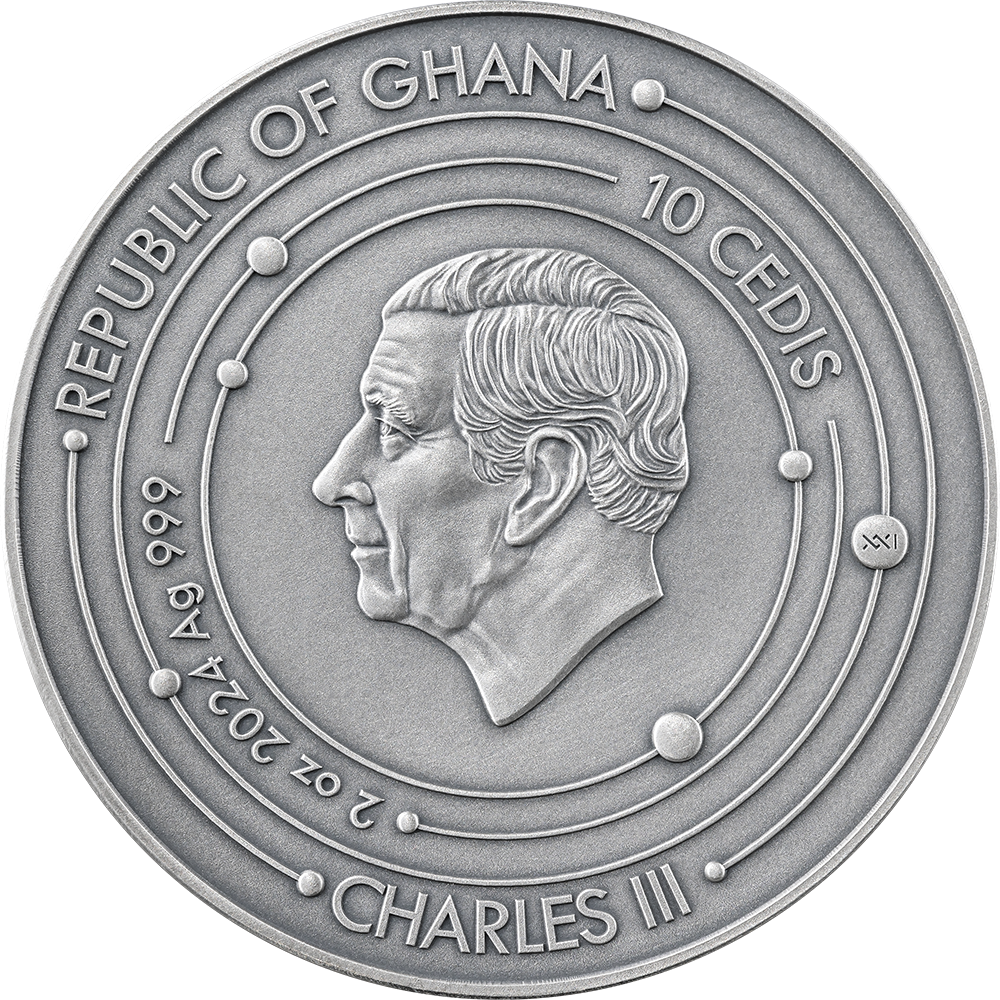 MERCURY Solar System 2 Oz Silver Coin 10 Cedis Ghana 2024