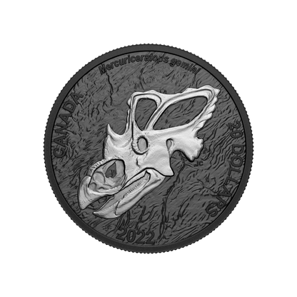 MERCURY'S HORNED FACE Discovering Dinosaurs 1 Oz Silver Coin $20 Canada 2022