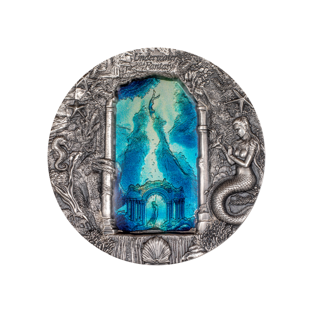 MERMAIDS Underwater Fantasy 3 Oz Silver Coin $20 Palau 2024