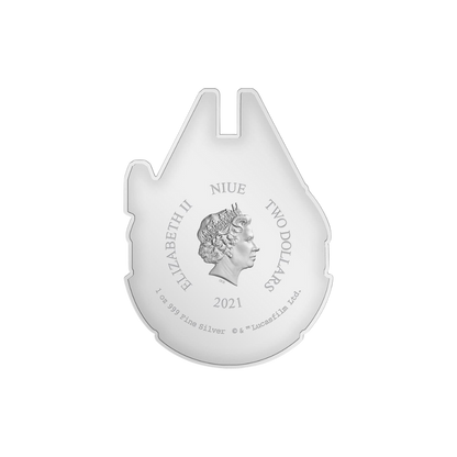MILLENNIUM FALCON Star Wars 1 Oz Silver Coin $5 Niue 2021