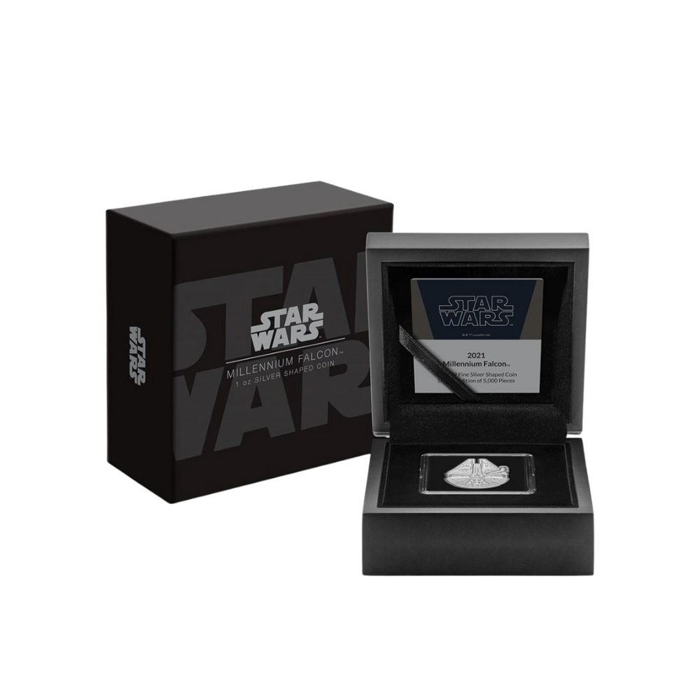 MILLENNIUM FALCON Star Wars 1 Oz Silver Coin $5 Niue 2021