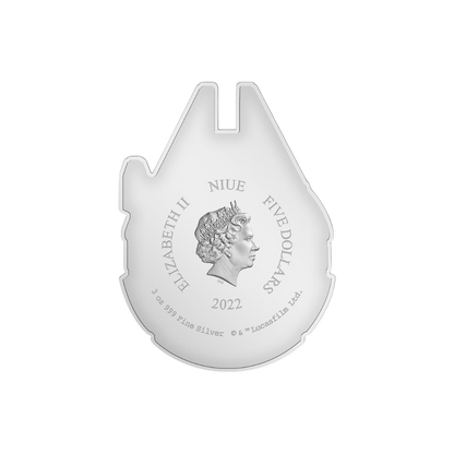 MILLENNIUM FALCON Star Wars 3 Oz Silver Coin $5 Niue 2022