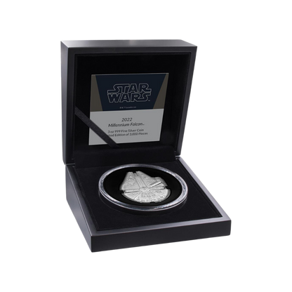MILLENNIUM FALCON Star Wars 3 Oz Silver Coin $5 Niue 2022