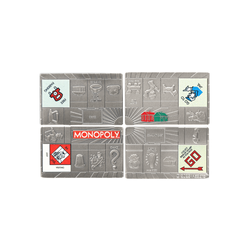 MONOPOLY Set 4 x 1 Oz Silver Coins $5 Samoa 2023 - MDM
