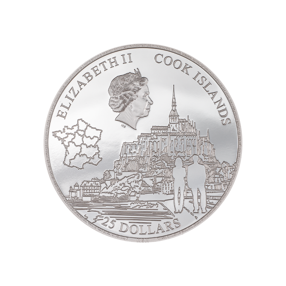 MONT SAINT MICHEL 5 Oz Silver Coin $25 Cook Islands 2023