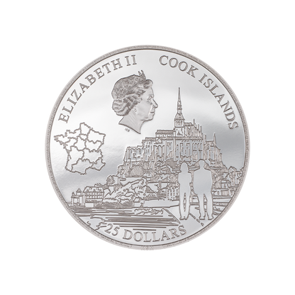 MONT SAINT MICHEL 5 Oz Silver Coin $25 Cook Islands 2023