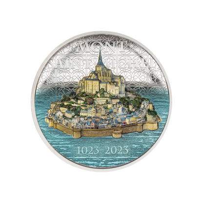 MONT SAINT MICHEL 5 Oz Silver Coin $25 Cook Islands 2023