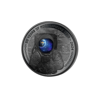 MOON LANDING Astronaut 55th Anniversary 1 Oz Silver Coin $5 Barbados 2024