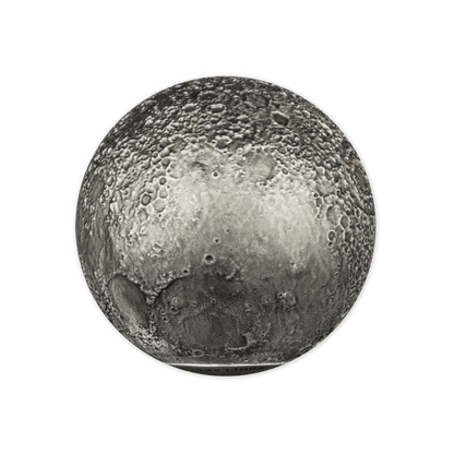 MOON SPHERICAL 3D Planet 3 Oz Silver Coin $5 Barbados 2023