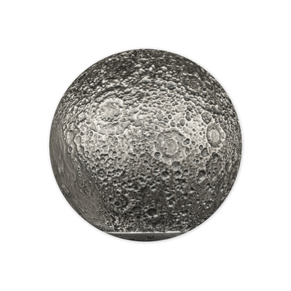 MOON SPHERICAL 3D Planet 3 Oz Silver Coin $5 Barbados 2023