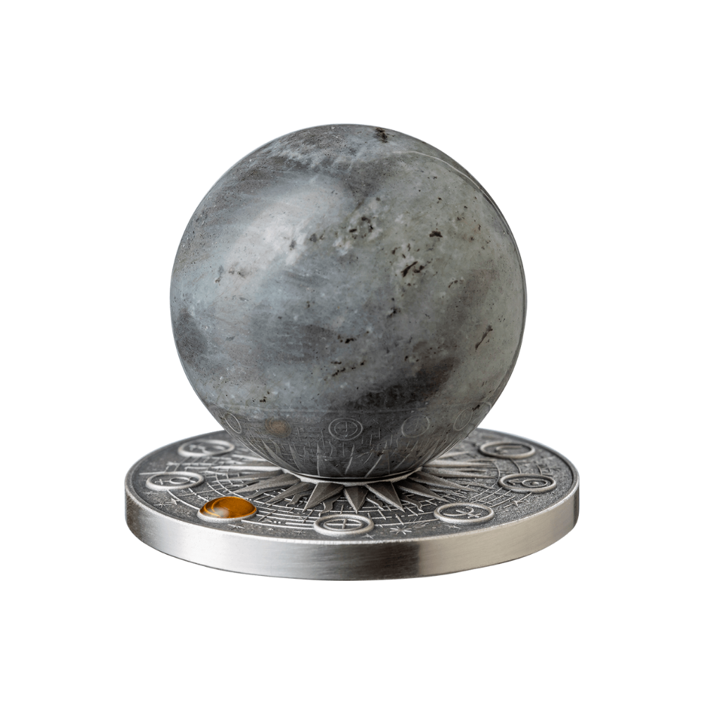 MOON Solar System 2 Oz Silver Coin 10 Cedis Ghana 2025