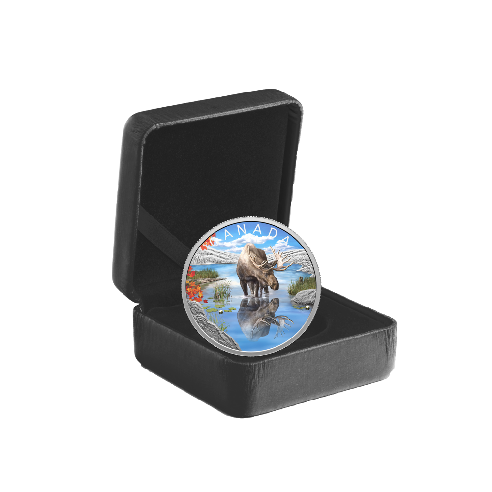 MOOSE Wildlife reflections 1 Oz Silver Coin $20 Canada
