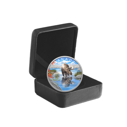 MOOSE Wildlife reflections 1 Oz Silver Coin $20 Canada