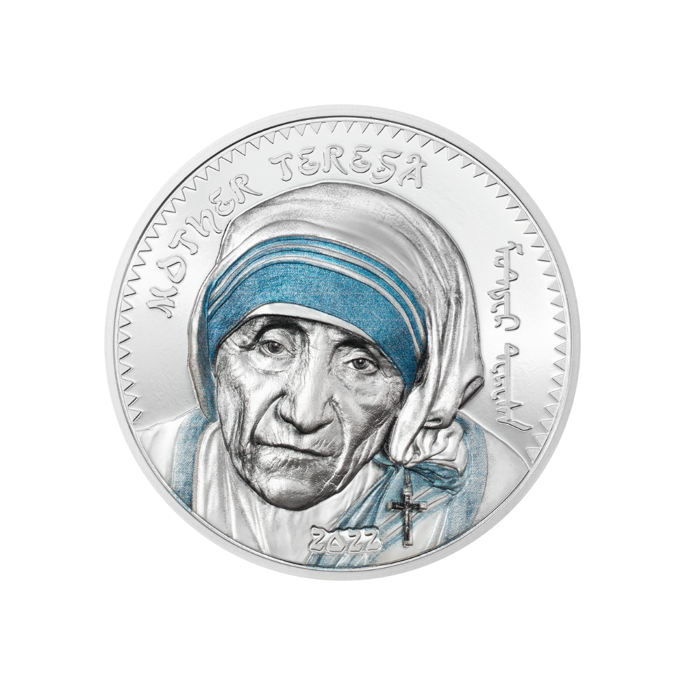 MOTHER TERESA 1 Oz Silver Coin 1000 Togrog Mongolia 2022