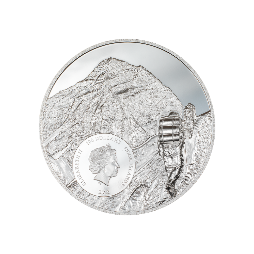 MOUNT EVEREST First Ascent 1 Kg Kilo Silver Coin $100 Cook Islands 2023