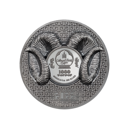 Magnificent Argali Wild Mongolia 2 Oz Silver Coin 2022
