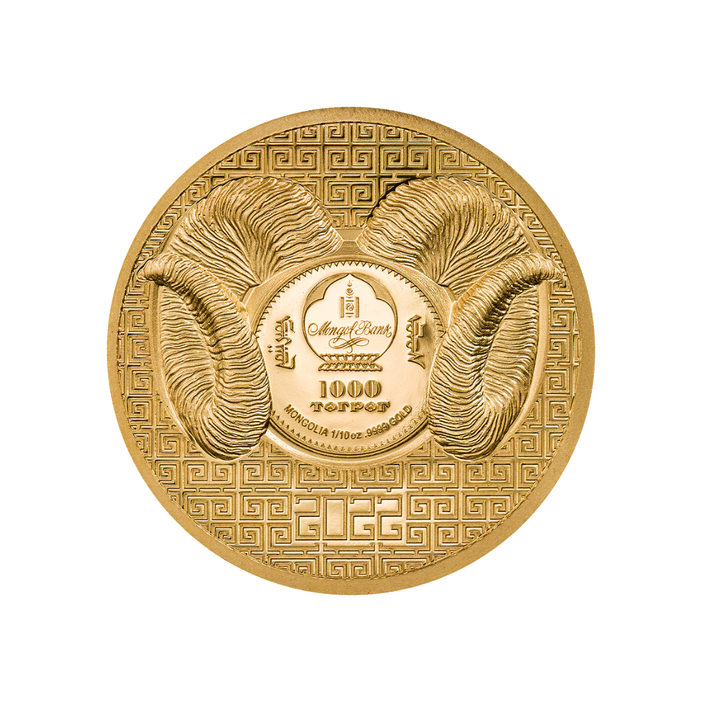 Magnificent Argali Wild Mongolia Gold Coin 2022