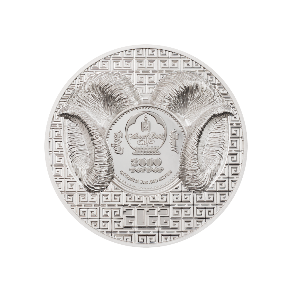 Magnificent Argali Wild Mongolia Ram 3 Oz Silver Coin 2022