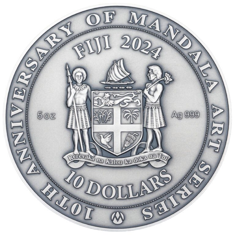 NOTRE DAME Mandala Art 10th Anniversary 5 Oz Silver Coin $10 Fiji 2024