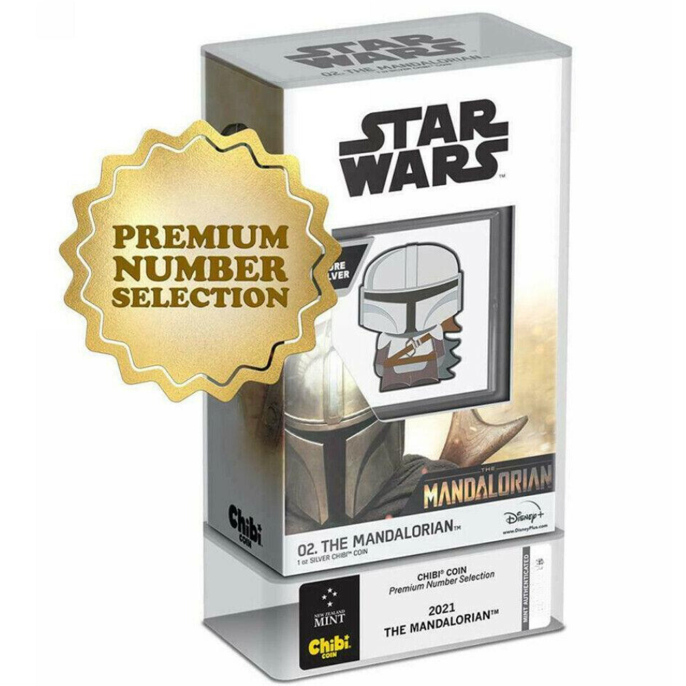 MANDALORIAN™ Star Wars Premium Number Chibi 1 Oz Silver Coin $2 Niue 2021