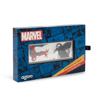 Marvel Spider-Man VS Venom 3 Oz Silver Coin presentation box - Agoro by New Zealand Mint