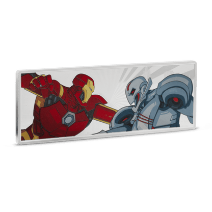 Marvel Iron Man VS Ultron 3 Oz Silver Coin reverse oblique - Agoro New Zealand Mint