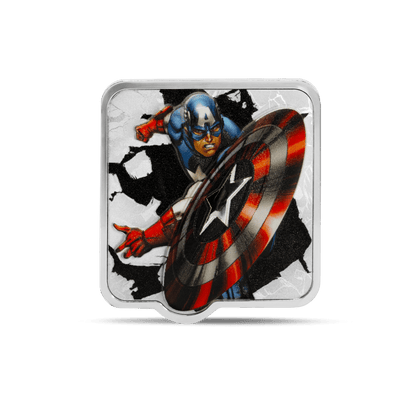 Marvel Captain America 'Clang' 2 Oz Silver Coin reverse AGORO