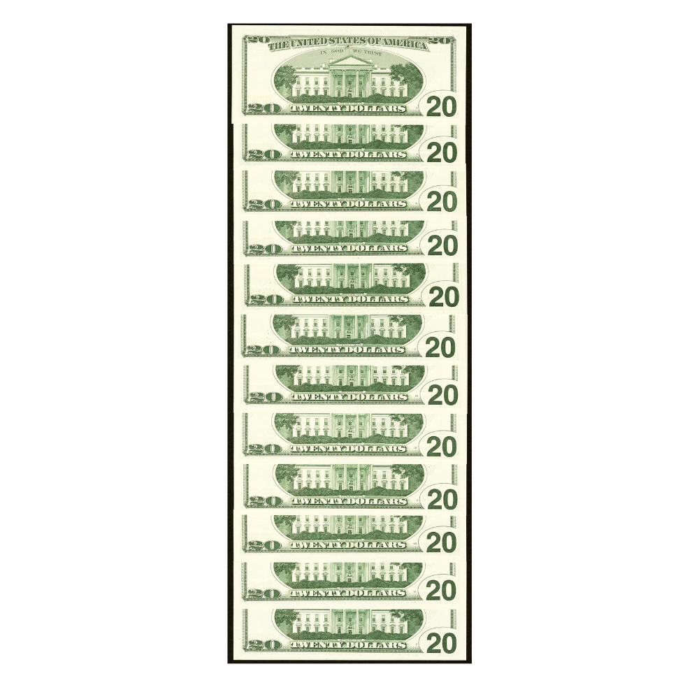 Matching Low Serial Number 00000363 BEP Premium Federal Reserve $20 Set Series 1996 – 13 Notes