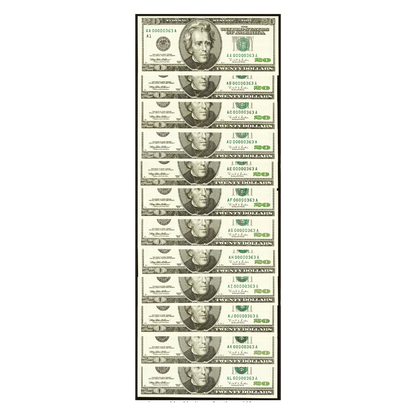 Matching Low Serial Number 00000363 BEP Premium Federal Reserve $20 Set Series 1996 – 13 Notes