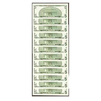 Matching Serial Number 00002140 BEP Premium Federal Reserve $5 Set Series 1999 – 13 Notes