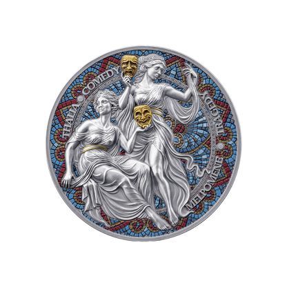 Melpomene & Thalia The Nine Muses 2 Oz Silver Coin 2025