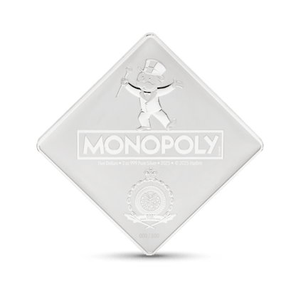 Monopoly 90th Anniversary Silver Collectible Coin obverse - Agoro New Zealand Mint
