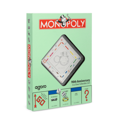 Monopoly 90th Anniversary Silver Collectible Coin packaging - Agoro New Zealand Mint