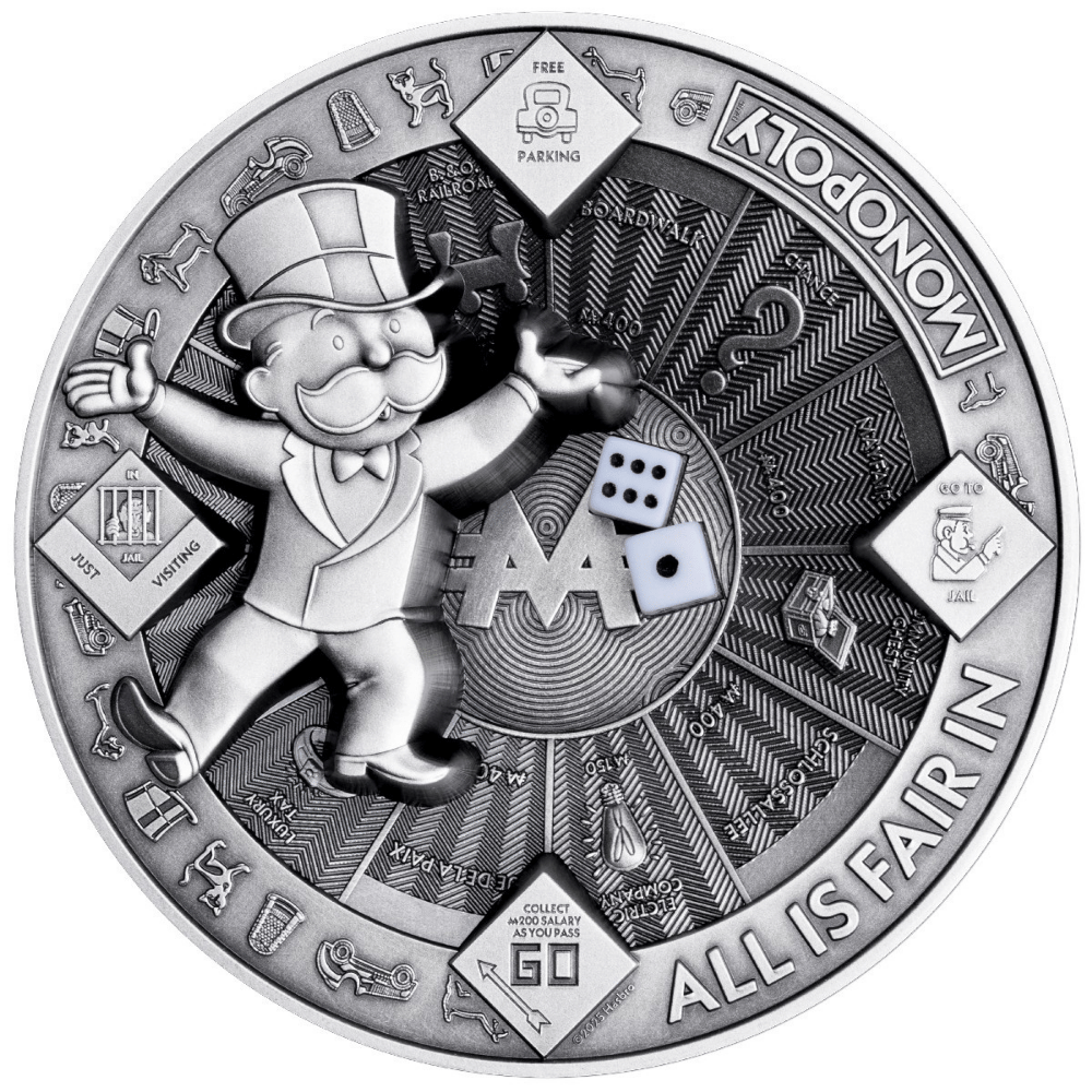 Monopoly 90th Anniversary 10 Oz Multilayer Coin 2025 Reverse