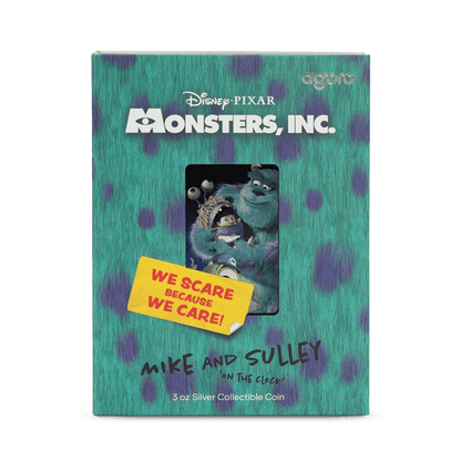 Disney Pixar Monsters, Inc. Mike and Sulley Silver Coin packaging - Agoro New Zealand Mint