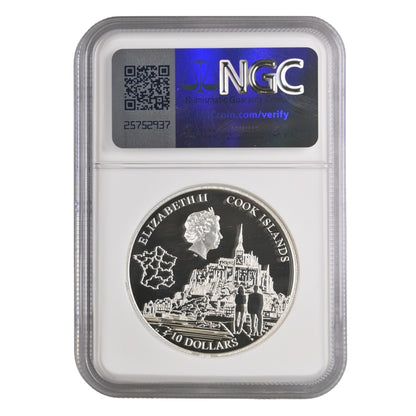 Mont Saint Michel 2 Oz Silver Coin - PF 70 ULTRA CAMEO obverse